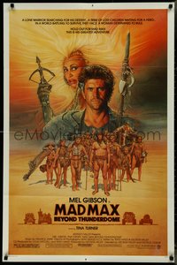 7p0464 MAD MAX BEYOND THUNDERDOME 1sh 1985 art of Mel Gibson & Tina Turner by Richard Amsel!