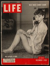 7p0118 LIFE magazine December 7, 1953 beautiful Miss Audrey Hepburn photographed at home!