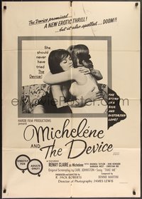 7p0473 MICHELENE & THE DEVICE 1sh 1968 it promised a new erotic thrill that also spelled DOOM, rare!