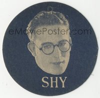 7p1282 GIRL SHY 3x3 window shade pull 1924 Harold Lloyd on 1 side, Jobyna Ralston on other!