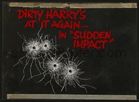 7p0015 SUDDEN IMPACT 11x15 window cling 1983 makes it look like Dirty Harry shot your window!