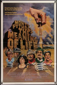 7p0480 MONTY PYTHON'S THE MEANING OF LIFE 1sh 1983 Garland art of the screwy Monty Python cast!