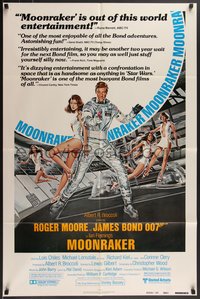 7p0482 MOONRAKER 1sh 1979 Goozee art of Moore as James Bond, sexy Lois Chiles & ladies, reviews!