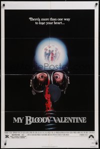 7p0488 MY BLOODY VALENTINE 1sh 1981 bloody gas mask, there's more than one way to lose your heart!