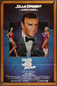 7p0494 NEVER SAY NEVER AGAIN 1sh 1983 art of Sean Connery as James Bond 007 by Rudy Obrero!