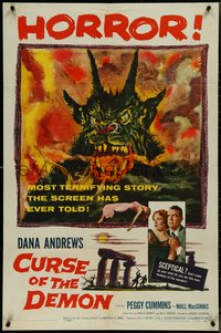 7p0497 NIGHT OF THE DEMON 1sh 1957 Jacques Tourneur, monster from Hell, Curse of the Demon!