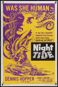 7p0498 NIGHT TIDE A 1sh 1963 lovers caught in a dark tide of sinister TERROR, Dennis Hopper!