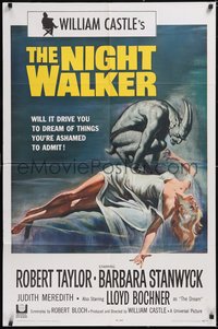 7p0500 NIGHT WALKER 1sh 1965 William Castle, Robert Taylor, Barbara Stanwyck, Reynold Brown art!