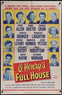 7p0508 O HENRY'S FULL HOUSE 1sh 1952 young Marilyn Monroe pictured with many other top stars!