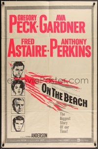 7p0512 ON THE BEACH 1sh 1959 Gregory Peck, Ava Gardner, Fred Astaire & Anthony Perkins, dayglo!