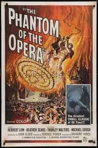 7p0526 PHANTOM OF THE OPERA 1sh 1962 Hammer horror, Herbert Lom, cool art by Reynold Brown!