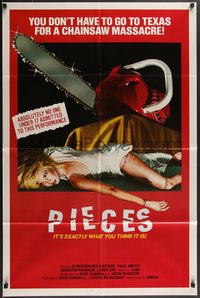 7p0527 PIECES 1sh 1983 Mil Gritos Tiene La Noche, chainsaw horror NOT in Texas, slasher art!