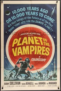 7p0530 PLANET OF THE VAMPIRES 1sh 1965 Mario Bava, beings of the future who rule demon planet!