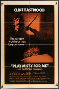 7p0532 PLAY MISTY FOR ME 1sh 1971 classic Clint Eastwood, crazy stalker with knife!