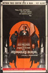 7p0536 PREMATURE BURIAL 1sh 1962 Edgar Allan Poe, Reynold Brown art of Ray Milland buried alive!