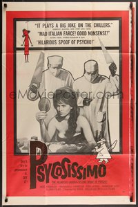 7p0538 PSYCOSISSIMO 1sh 1961 the hilarious laugh-a-second spoof of Psycho, wacky image, rare!