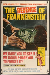 7p0551 REVENGE OF FRANKENSTEIN 1sh 1958 Peter Cushing in the greatest horrorama, cool monster art!