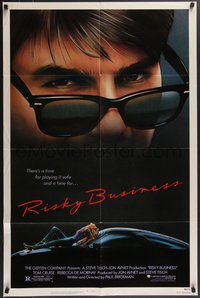 7p0555 RISKY BUSINESS 1sh 1983 classic c/u art of Tom Cruise in cool shades by Drew Struzan!