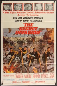 7p0565 SECRET INVASION 1sh 1964 Stewart Granger, Raf Vallone, Mickey Rooney, Howard Terpning art!