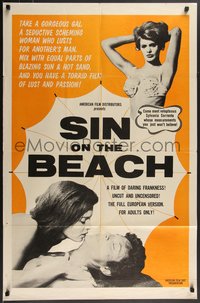 7p0575 SIN ON THE BEACH 1sh 1963 L'eternite pour nous, sexy Monique Just, Sylvia Sorrent, rare!