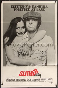 7p0581 SLITHER 1sh 1973 Sally Kellerman hugging James Caan, together at last!