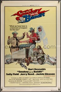 7p0582 SMOKEY & THE BANDIT 1sh 1977 Solie art of Burt Reynolds, Sally Field & Jackie Gleason!