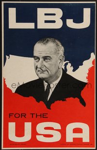 7p0038 LYNDON B. JOHNSON 13x21 political campaign 1964 LBJ became President after JFK assassination!