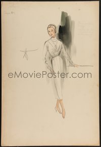 7p0004 MEET ME IN LAS VEGAS 15x22 costume drawing 1956 Lili Darvas' dress painted by Helen Rose!