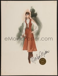 7p0005 NOLAN MILLER signed 15x20 costume drawing 2011 Suzanne Pleshette-like woman by Nolan Miller!