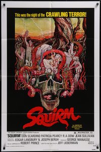 7p0589 SQUIRM 1sh 1976 wild Drew Struzan horror art, it was the night of the crawling terror!