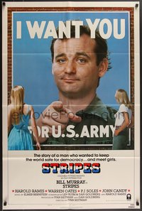 7p0597 STRIPES style B 1sh 1981 Ivan Reitman classic military comedy, Bill Murray wants YOU!