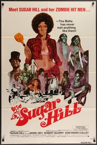 7p0600 SUGAR HILL 1sh 1974 meet sexy Marki Bey and her wild black zombie hit men!