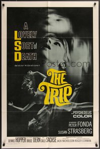 7p0621 TRIP 1sh 1967 AIP, written by Jack Nicholson, LSD, wild sexy psychedelic drug image!