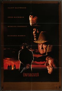 7p0628 UNFORGIVEN 1sh 1992 Clint Eastwood, Gene Hackman, Richard Harris, Morgan Freeman!