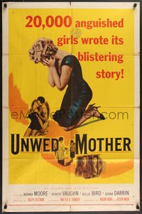 7p0630 UNWED MOTHER 1sh 1958 Norma Moore & Robert Vaughn, 20,000 anguished girls wrote this story!