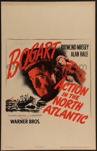 7p0045 ACTION IN THE NORTH ATLANTIC WC 1943 great close up of Humphrey Bogart + sexy Julie Bishop!