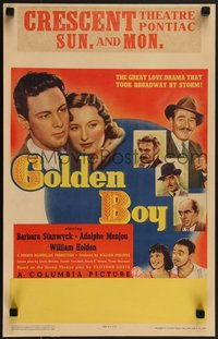 7p0049 GOLDEN BOY WC 1939 William Holden's debut, boxing classic, sexy Barbara Stanwyck, ultra rare!