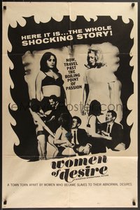 7p0645 WOMEN OF DESIRE 1sh 1967 sexy women who became slaves to their abnormal desires, rare!