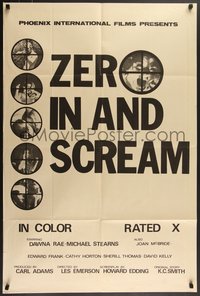 7p0649 ZERO IN & SCREAM 1sh 1970 Dawna Rae, cool images of people in scope of a sniper rifle!