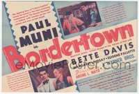 7p1242 BORDERTOWN herald 1935 art of Paul Muni & sexy Bette Davis used on the one-sheet, ultra rare!