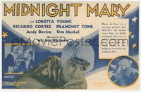 7p1263 MIDNIGHT MARY herald 1933 true story of Loretta Young, who tried to go straight, ultra rare!