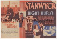 7p1264 NIGHT NURSE herald 1931 pre-Code Barbara Stanwyck, Ben Lyon, Joan Blondell, William Wellman