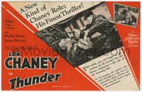 7p1275 THUNDER herald 1929 Lon Chaney Sr. as railroad engineer in his finest thriller, ultra rare!