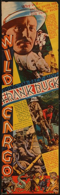 7p1279 WILD CARGO herald 1934 nature saves biggest thrills for Frank Buck in African jungle, rare!