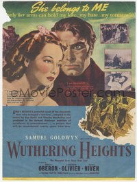 7p1281 WUTHERING HEIGHTS herald 1939 different art of Laurence Olivier & Merle Oberon, ultra rare!