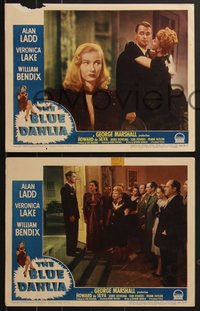 7p1208 BLUE DAHLIA 4 LCs 1946 great images of Alan Ladd, Veronica Lake, William Bendix, classic noir!