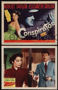 7p1045 CONSPIRATOR 8 LCs 1949 English spy Robert Taylor & sexy young Elizabeth Taylor!