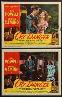 7p1048 CRY DANGER 8 LCs 1951 Dick Powell, William Conrad & Regis Toomey, Rhonda Fleming!