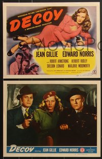 7p1052 DECOY 8 LCs 1946 super sexy bad girl Jean Gillie, Norris, Edward Norris, film noir!