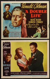 7p1055 DOUBLE LIFE 8 LCs 1947 film noir, cool images of Ronald Colman, Edmond O'Brien, Signe Hasso!